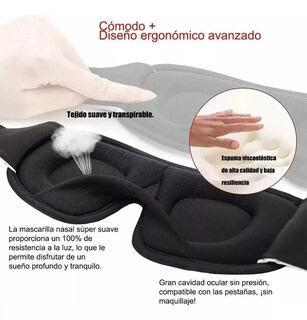 Foto 3 | Antifaz para Dormir Belug Negro Ajustable + 5 Tapones de Oídos