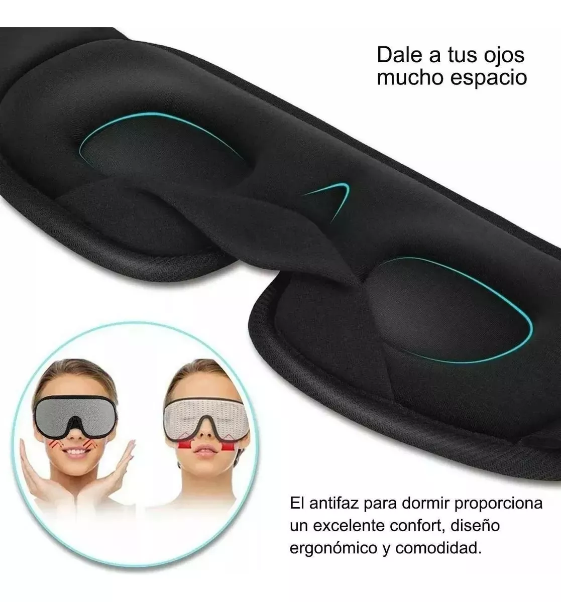 Foto 4 | Antifaz para Dormir Belug Negro Ajustable + 5 Tapones de Oídos