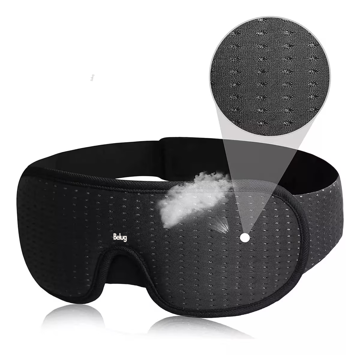 Foto 6 pulgar | Antifaz para Dormir Belug Negro Ajustable + 5 Tapones de Oídos