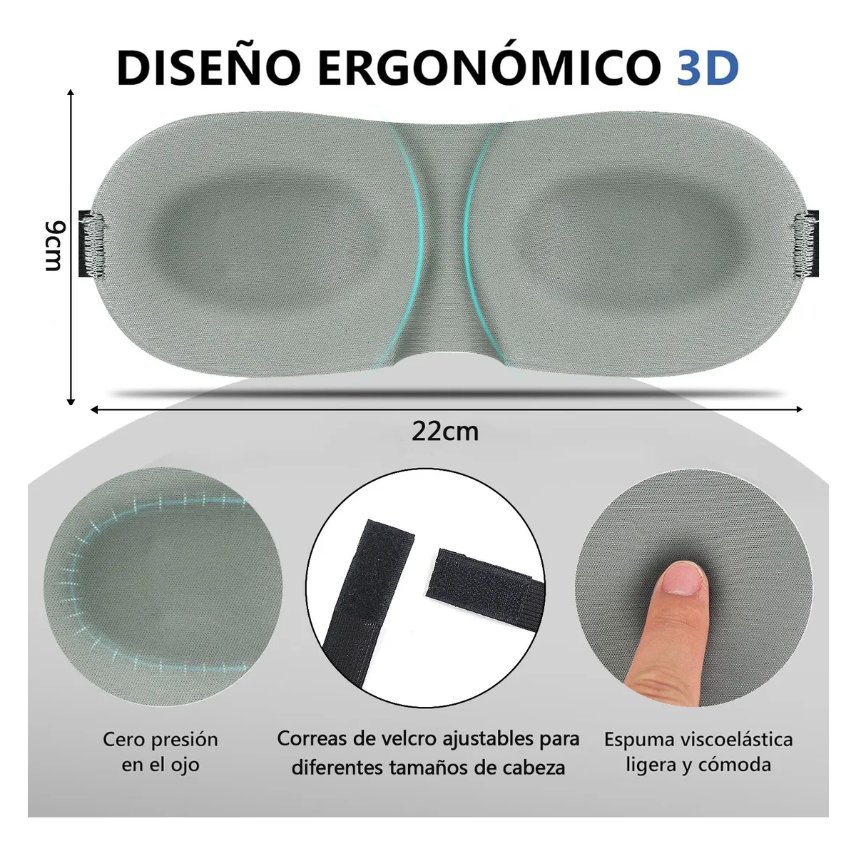 Foto 2 | 10pcs Máscara De Ojos Para Dormir 3d Suave Y Cómoda Eo Safe Imports Esi-19685 Gris