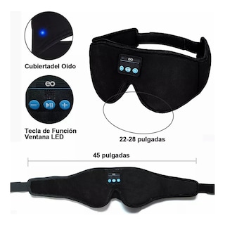 Foto 2 | Antifaz Dormir Tapones Para Dormir Gafas Con Bluetooth Eo Safe Imports Esi-19684 Negro