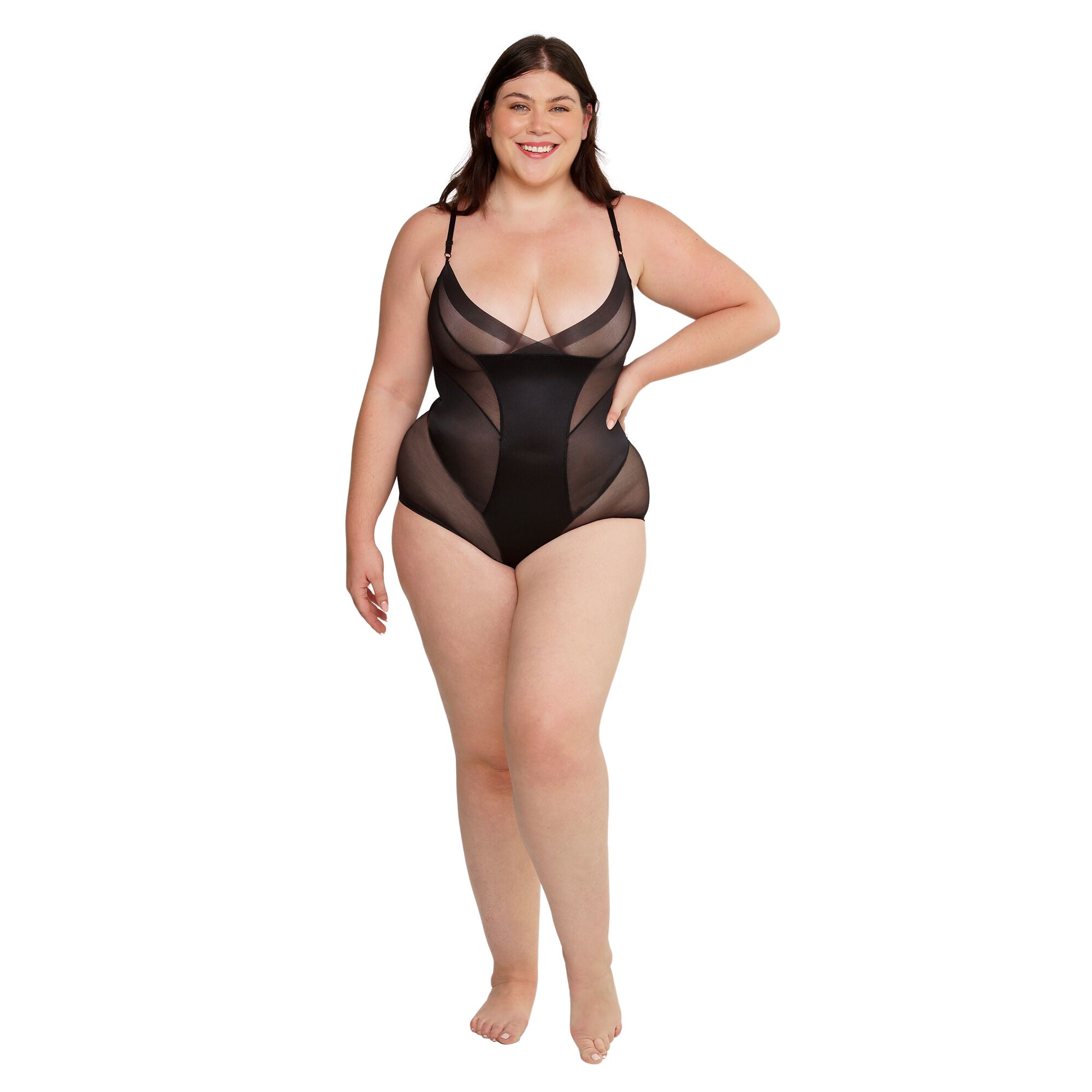 Foto 1 | Bodysuit Satinado con Mesh Aylon 238 Negro