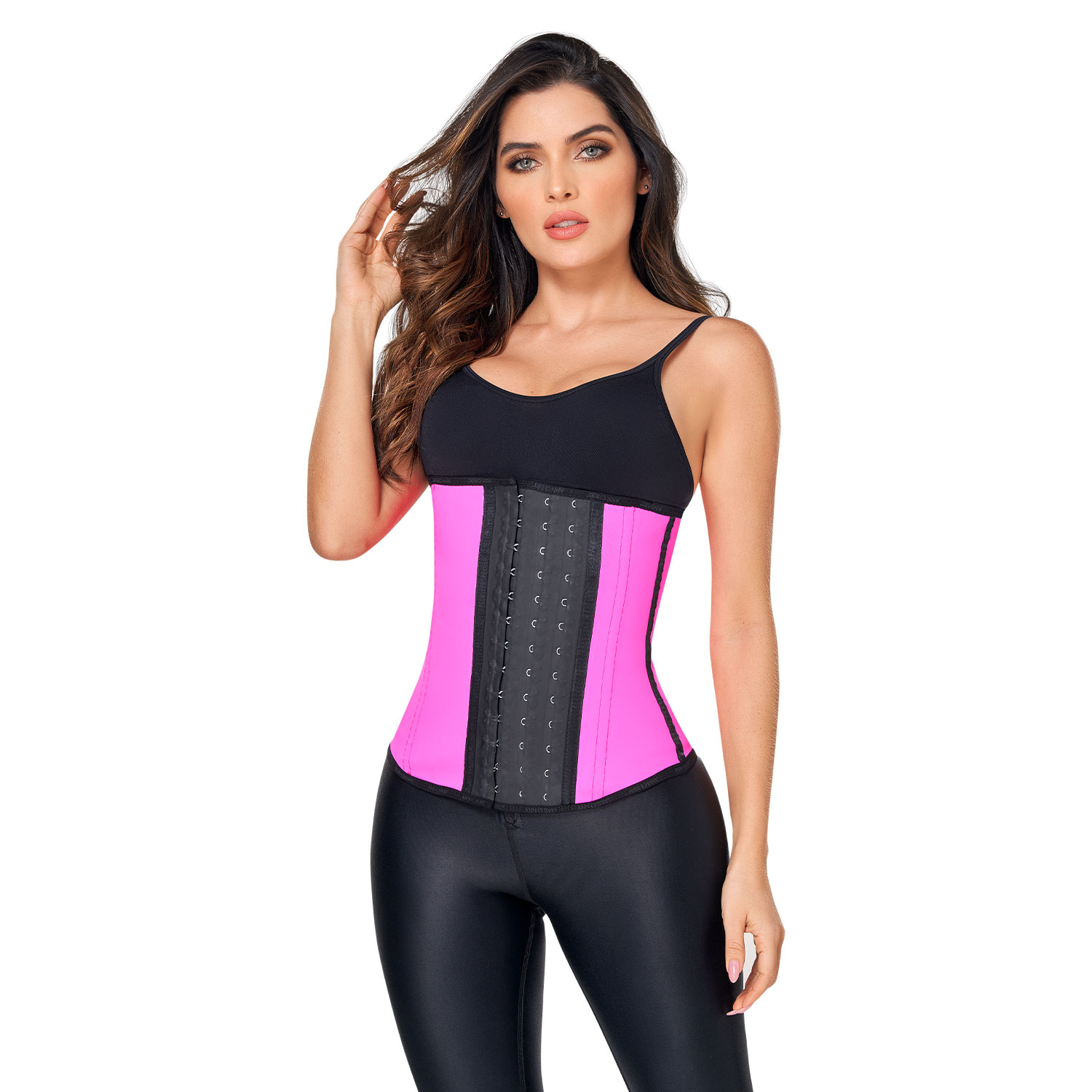 Cinturilla Deportiva Larga 3 Broches Látex Mujer Color Fucsia $1,219