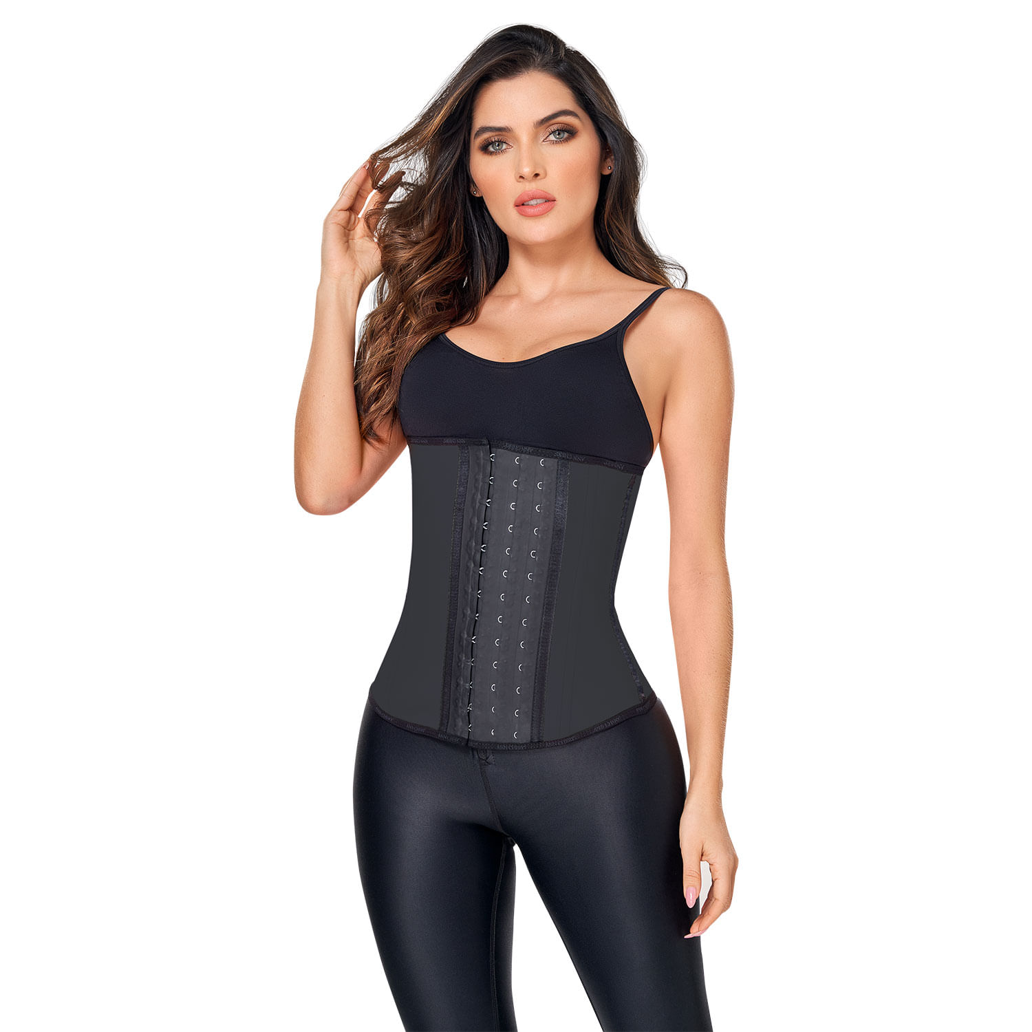 Foto 2 pulgar | Cinturilla Deportiva Larga 3 Broches Látex Ann Chery Negra para Mujer