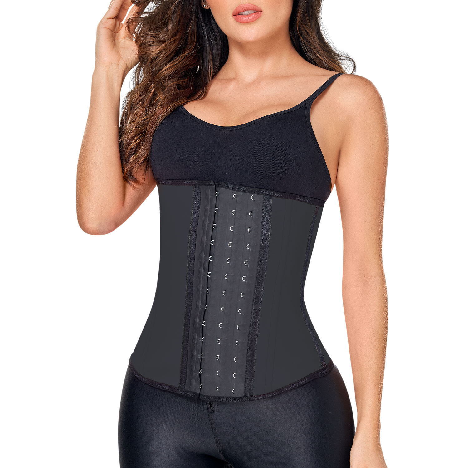 Foto 4 pulgar | Cinturilla Deportiva Larga 3 Broches Látex Ann Chery Negra para Mujer
