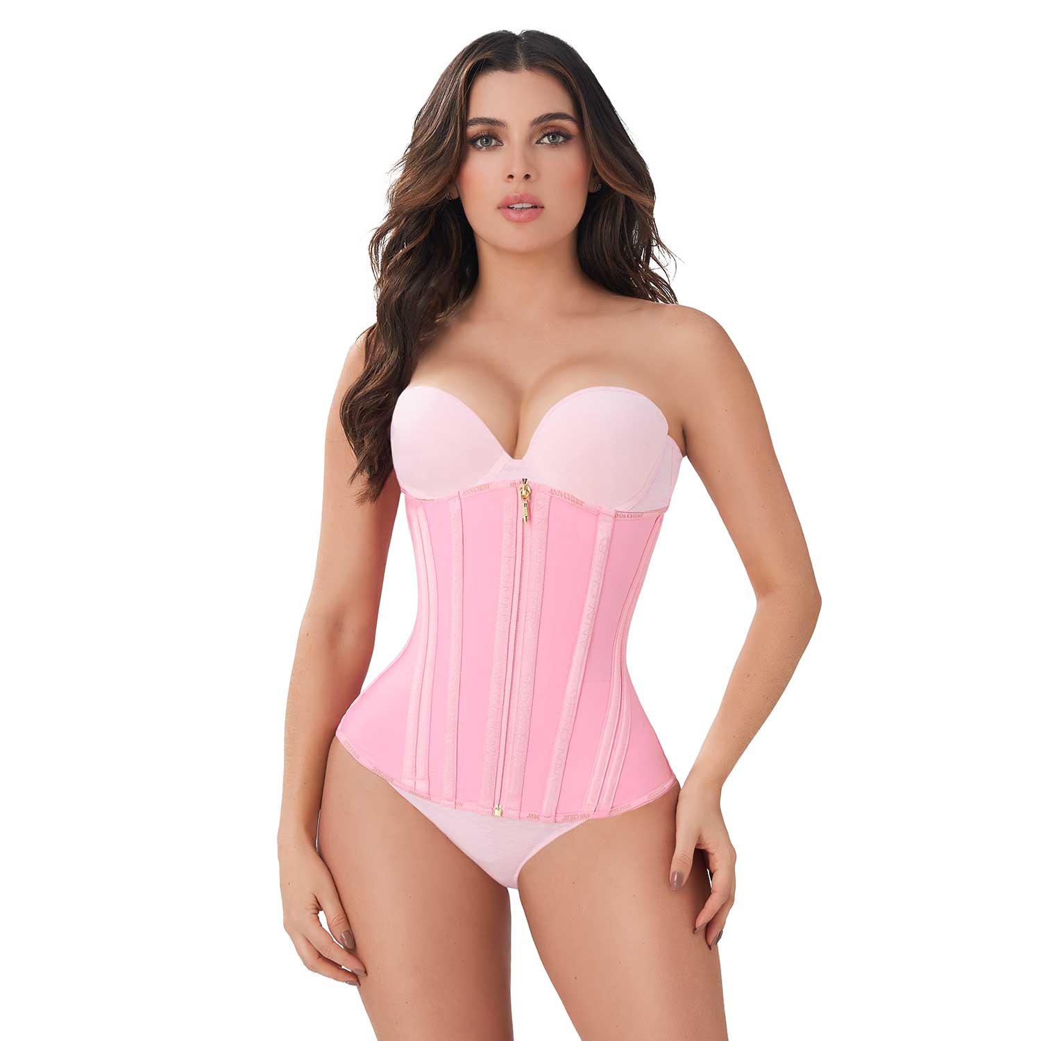 Cinturilla Con Caida De Busto 3 Broches Reloj De Arena Mujer Color Rosa