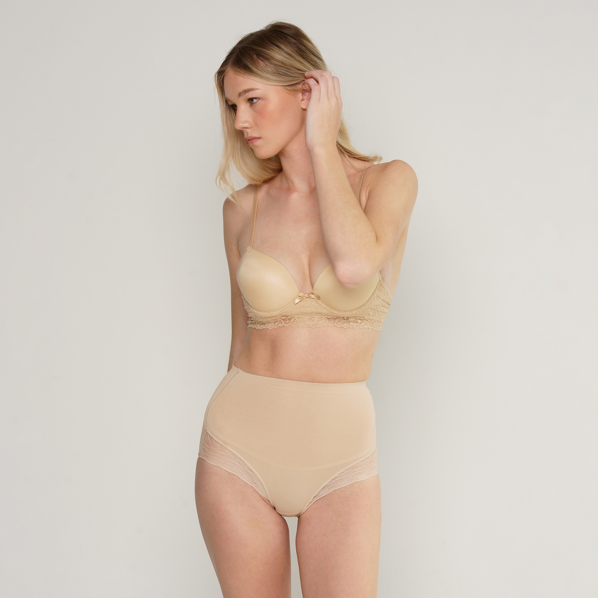 Bikini de Control de Abdomen con Encaje Aylon 308 Nude