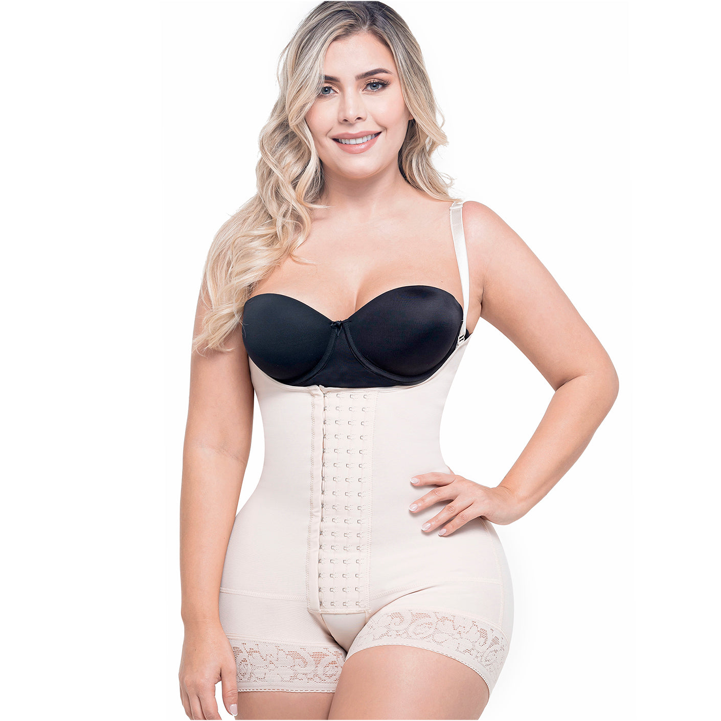 Faja Colombiana Sonryse SON-066BF-BG color Beige a Media Pierna Control Abdominal y Postparto