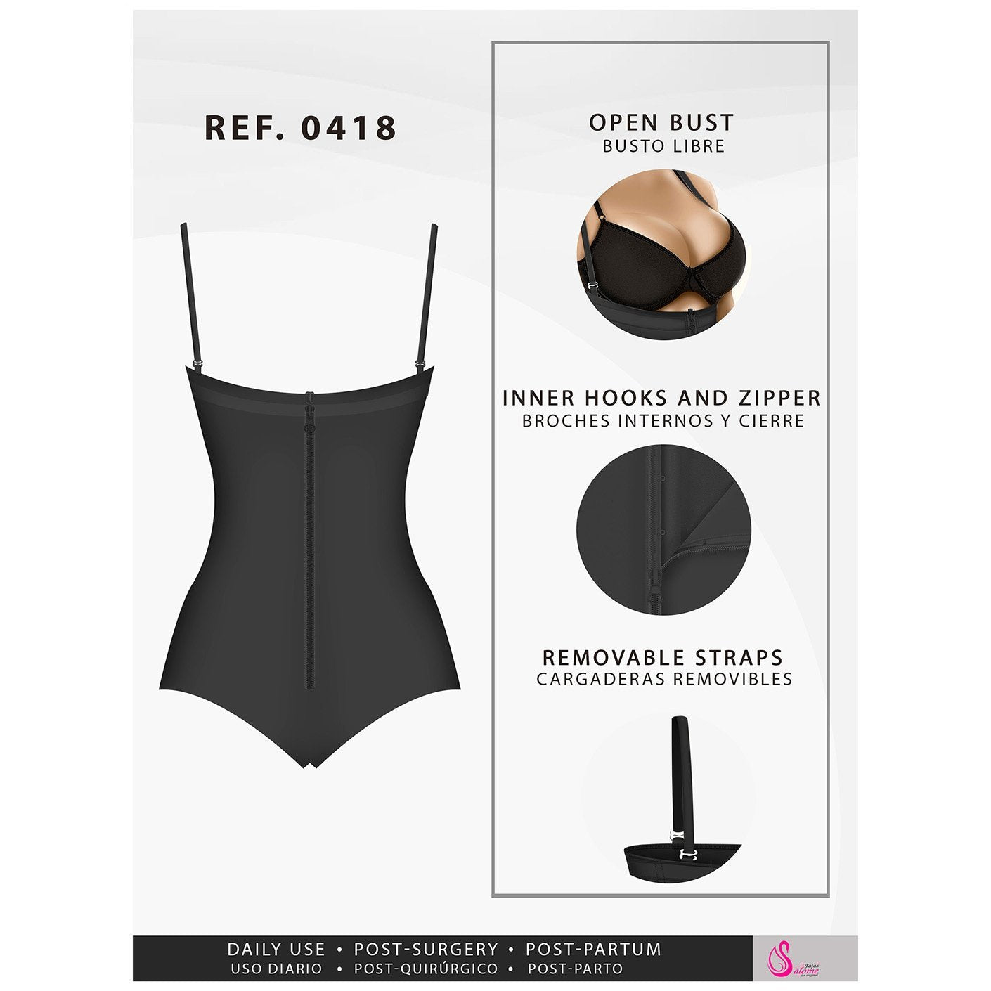 Foto 5 pulgar | Faja Colombiana Salome SAL-418-NE color Negro Control Abdominal para Mujer