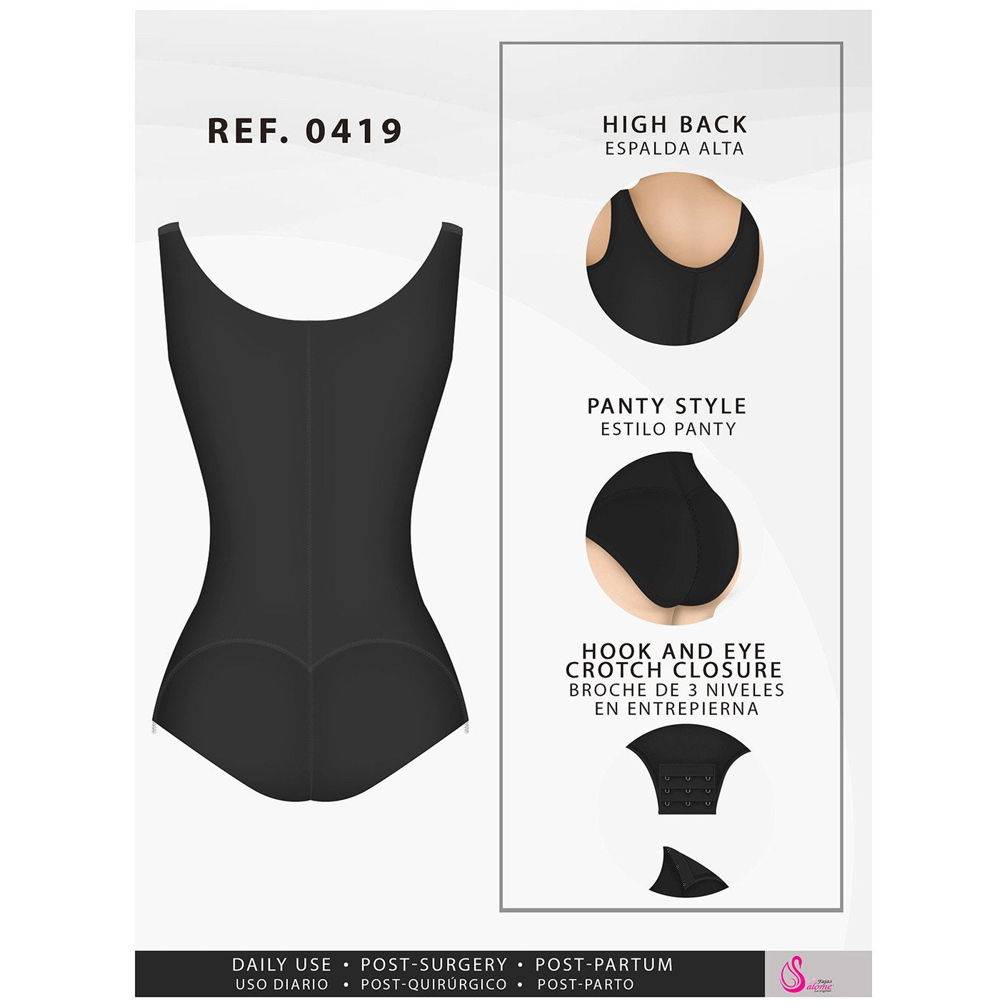 Foto 5 pulgar | Faja Colombiana Salome SAL-418-NE color Negro Control Abdominal para Mujer