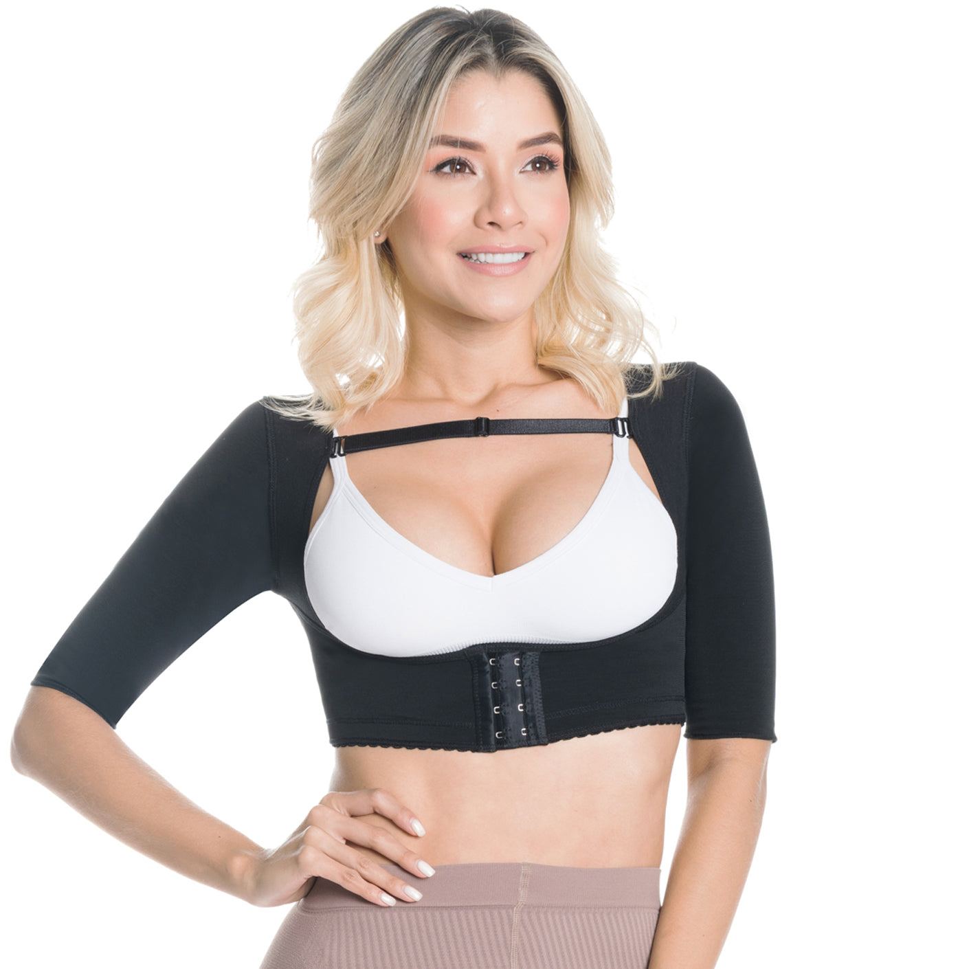 Brasier para Mujer Sonryse Max64 color Negro con Ganchos Frontales Compresión Alta Powernet