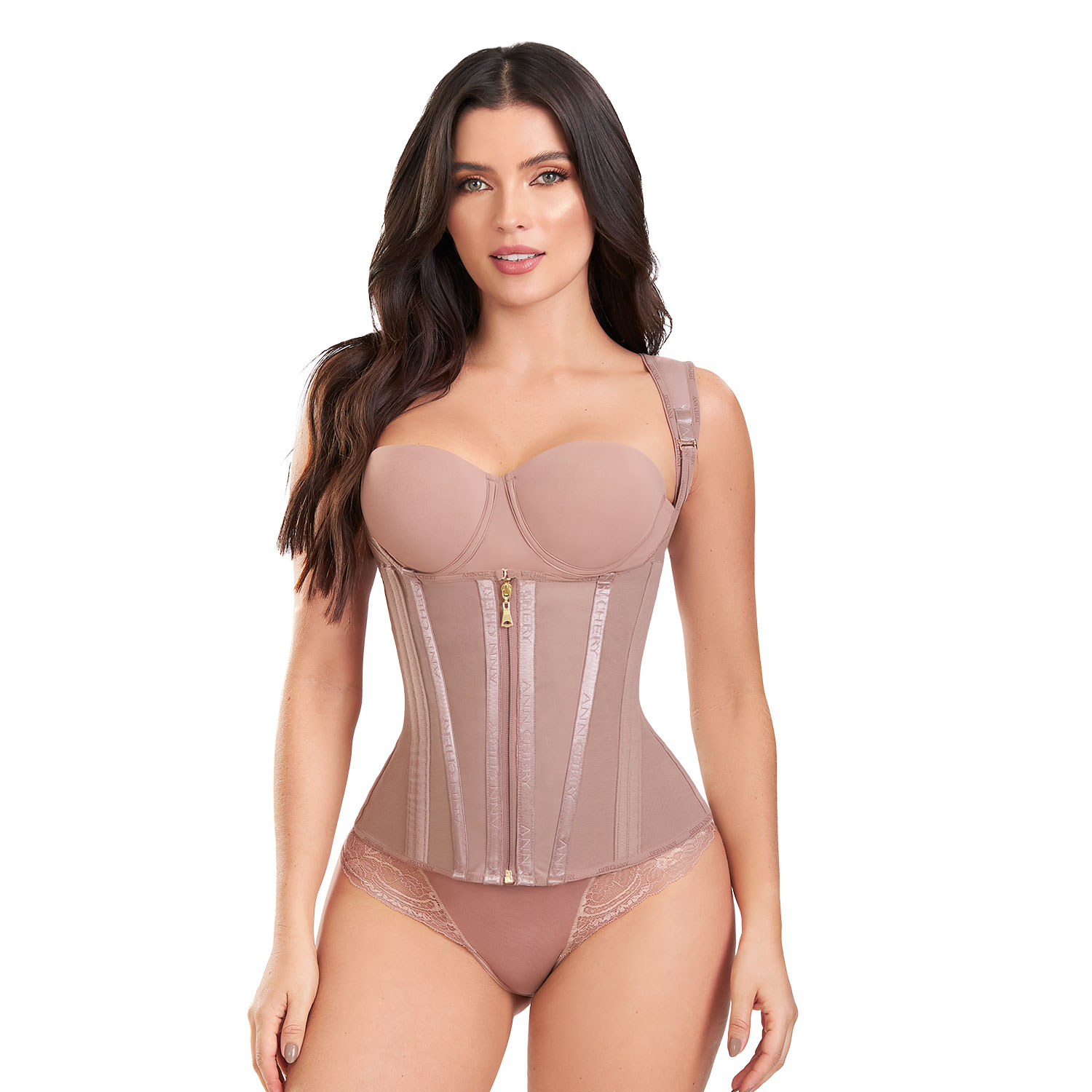 Chaleco Ann Chery Marrón con 3 Broches para Mujer