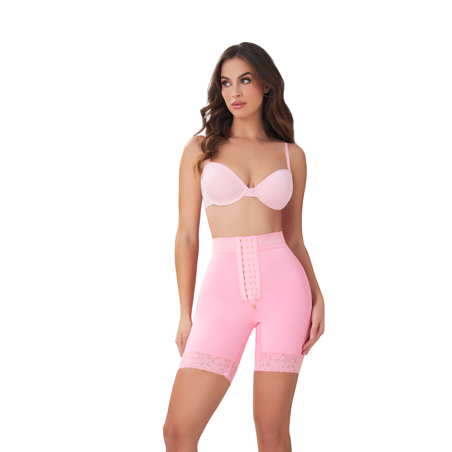 Short Alto Levanta Glúteos Broches Con Realce Invisible Power Secret Mujer Color Rosa