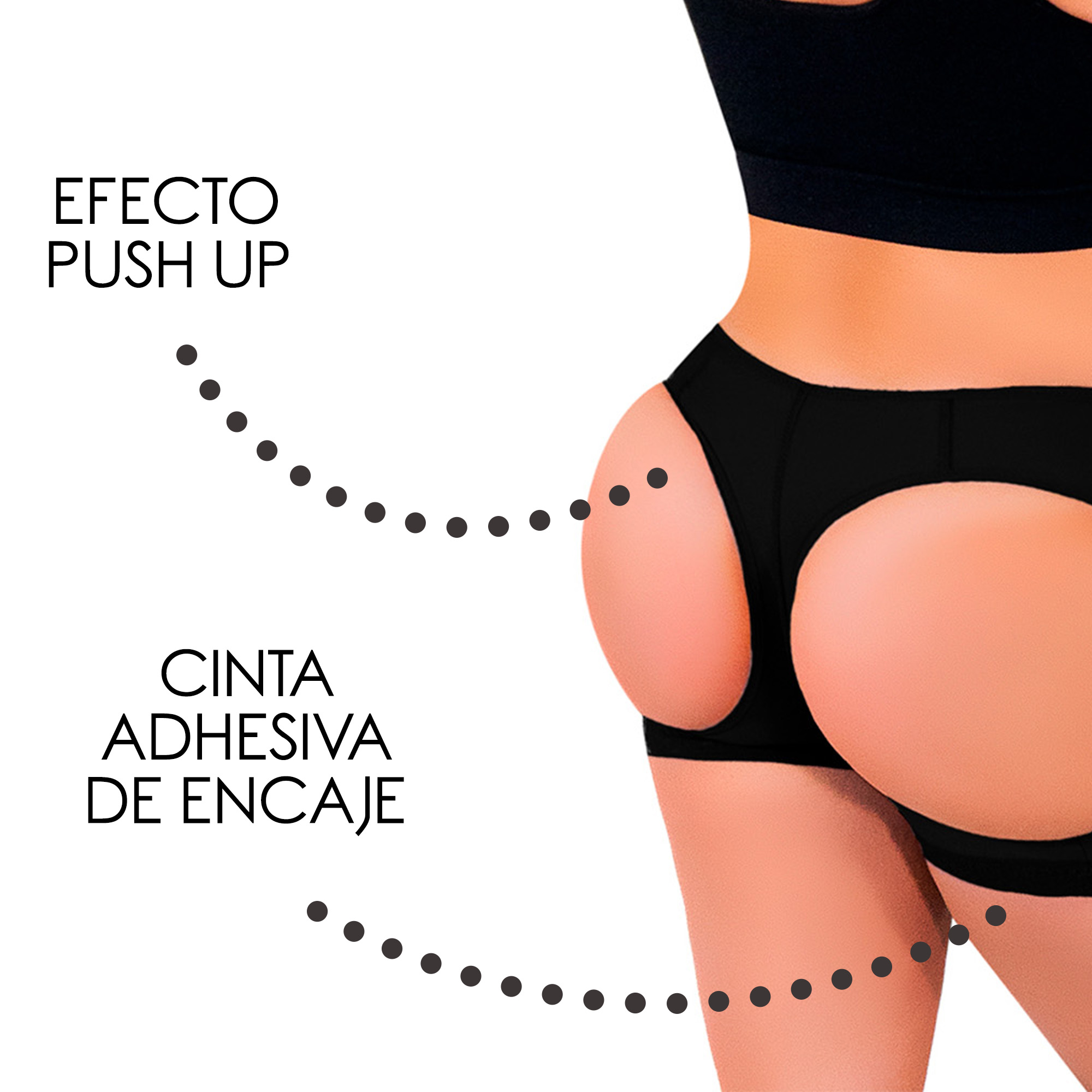 Foto 7 pulgar | Faja short  pushup levanta gluteos Negra I Love Shape M1001 T G