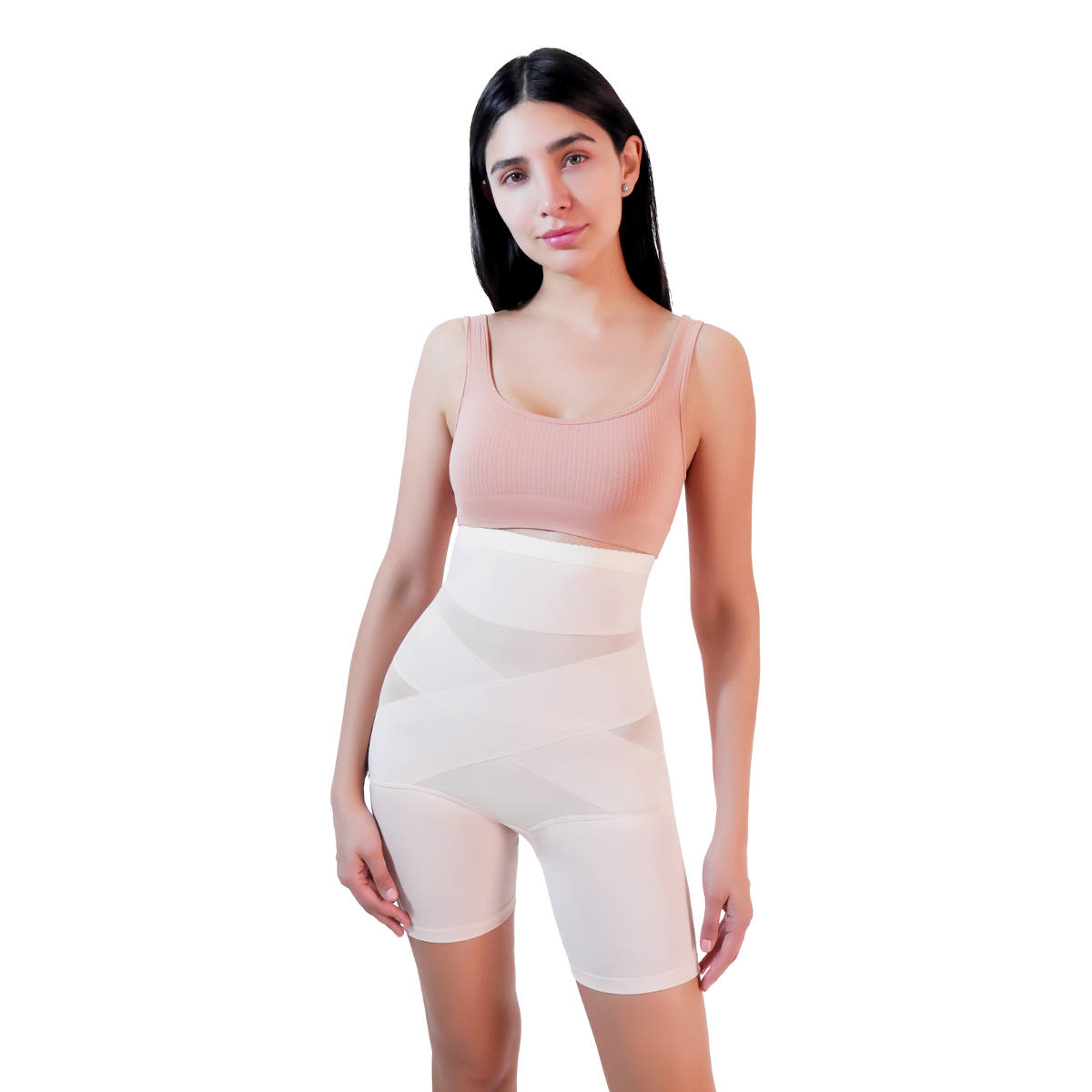 Faja Alta Con Refuerzos Cruzados Pierna Larga Nude I Love Shape M3046  T M