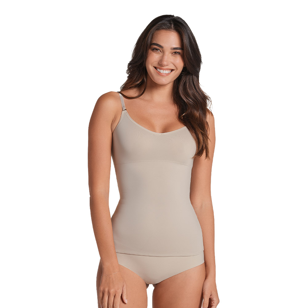 Foto 2 pulgar | Camiseta Multiusos de Control de Abdomen Beige para Mujer