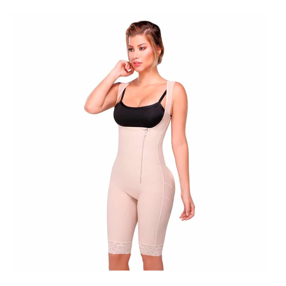 Foto 2 pulgar | Faja Body Largo Senos Libres Hilado Cobre Beige Medivaric