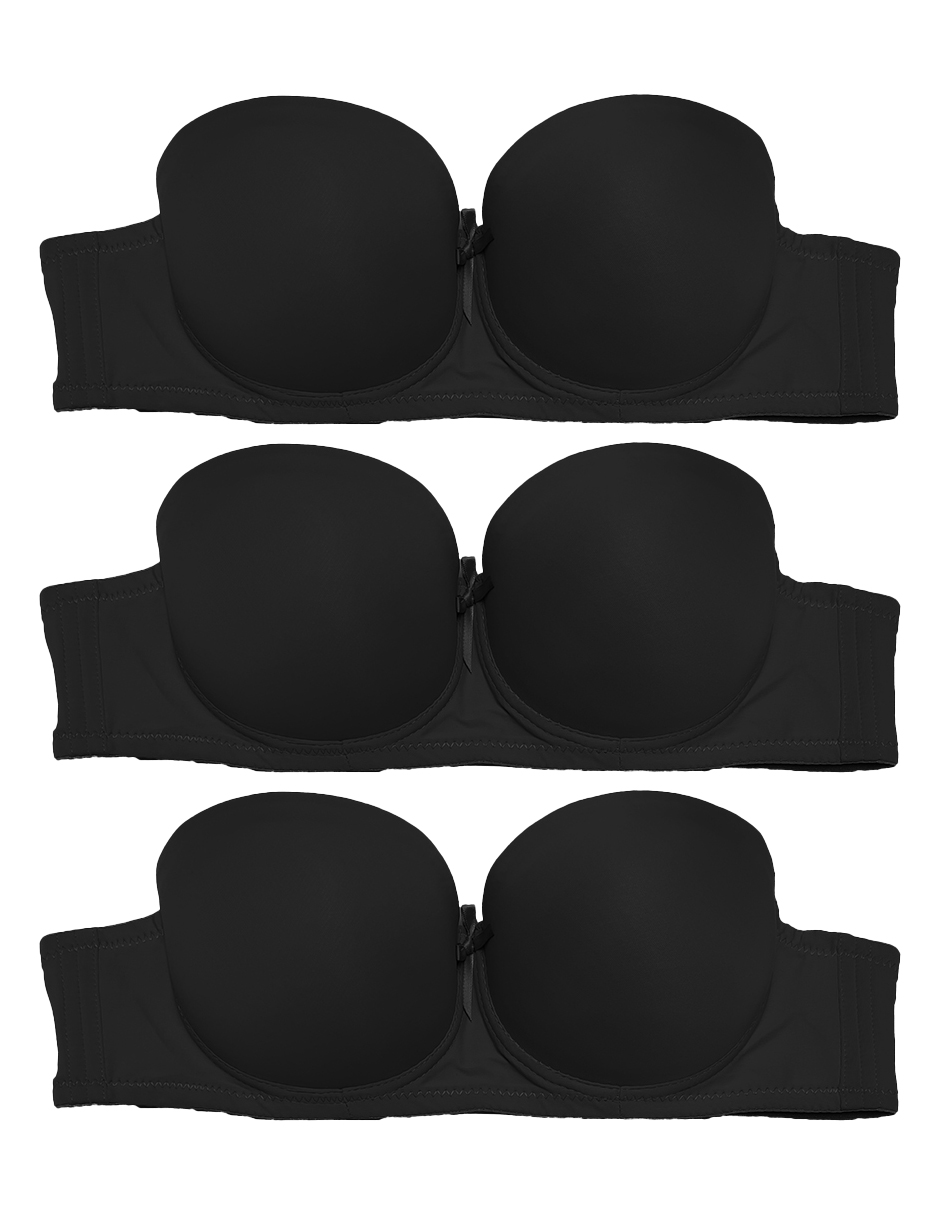 Foto 4 pulgar | Set de Brasieres Strapless Tatys Fashion 99080 Negros con Silicón en Contorno 3 Piezas