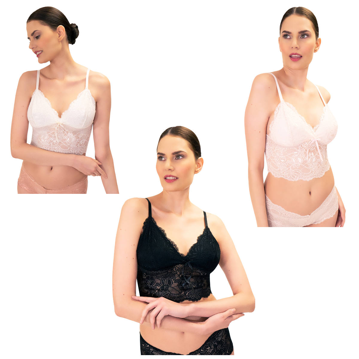 Kit 3 Bralett de Talle Largo I Love Shape M2057 Multicolor