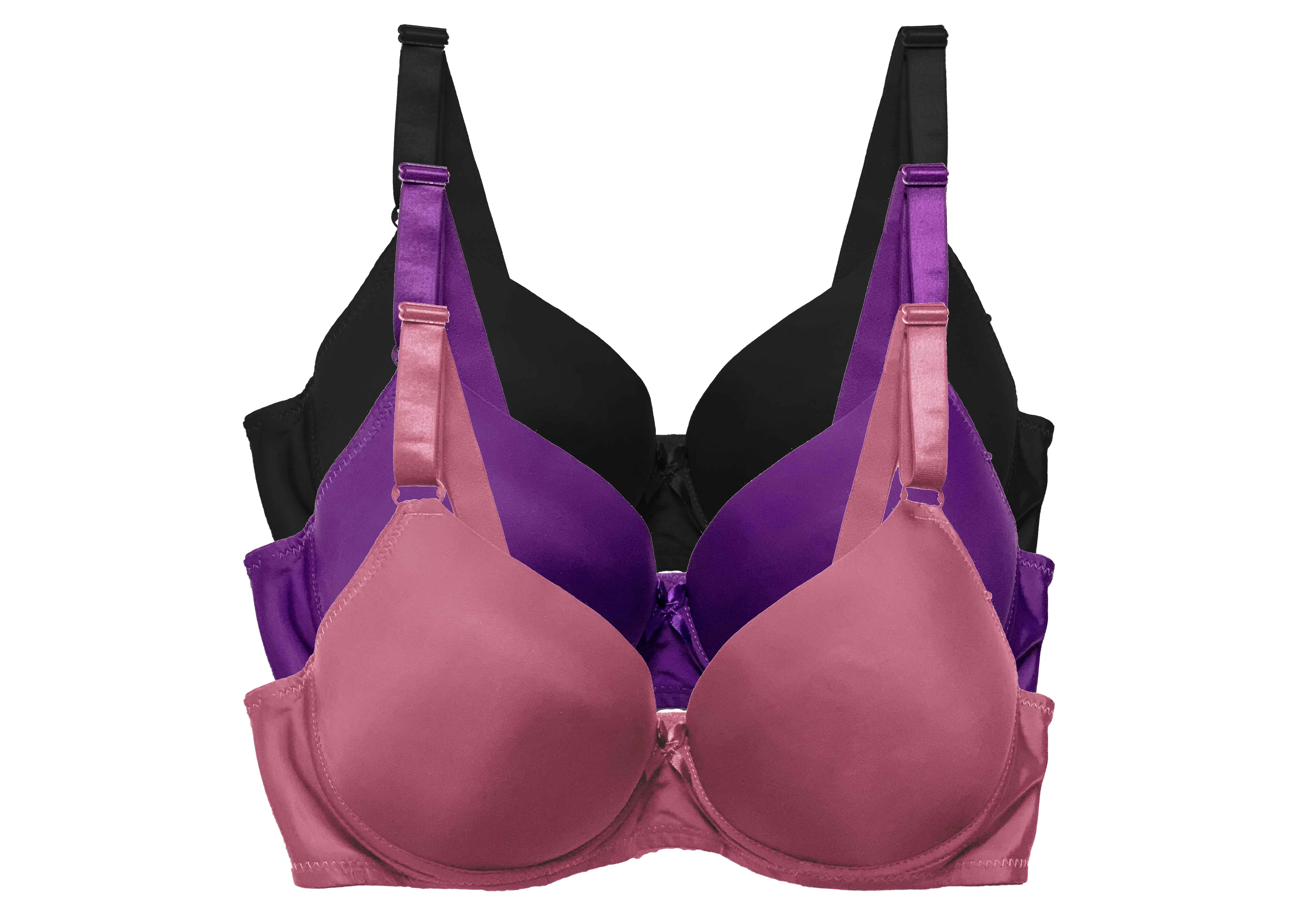 Foto 1 | Paquete de 3 pz Brasier Con Varilla Tatys Fashion Rosa/ Púrpura/ Negro