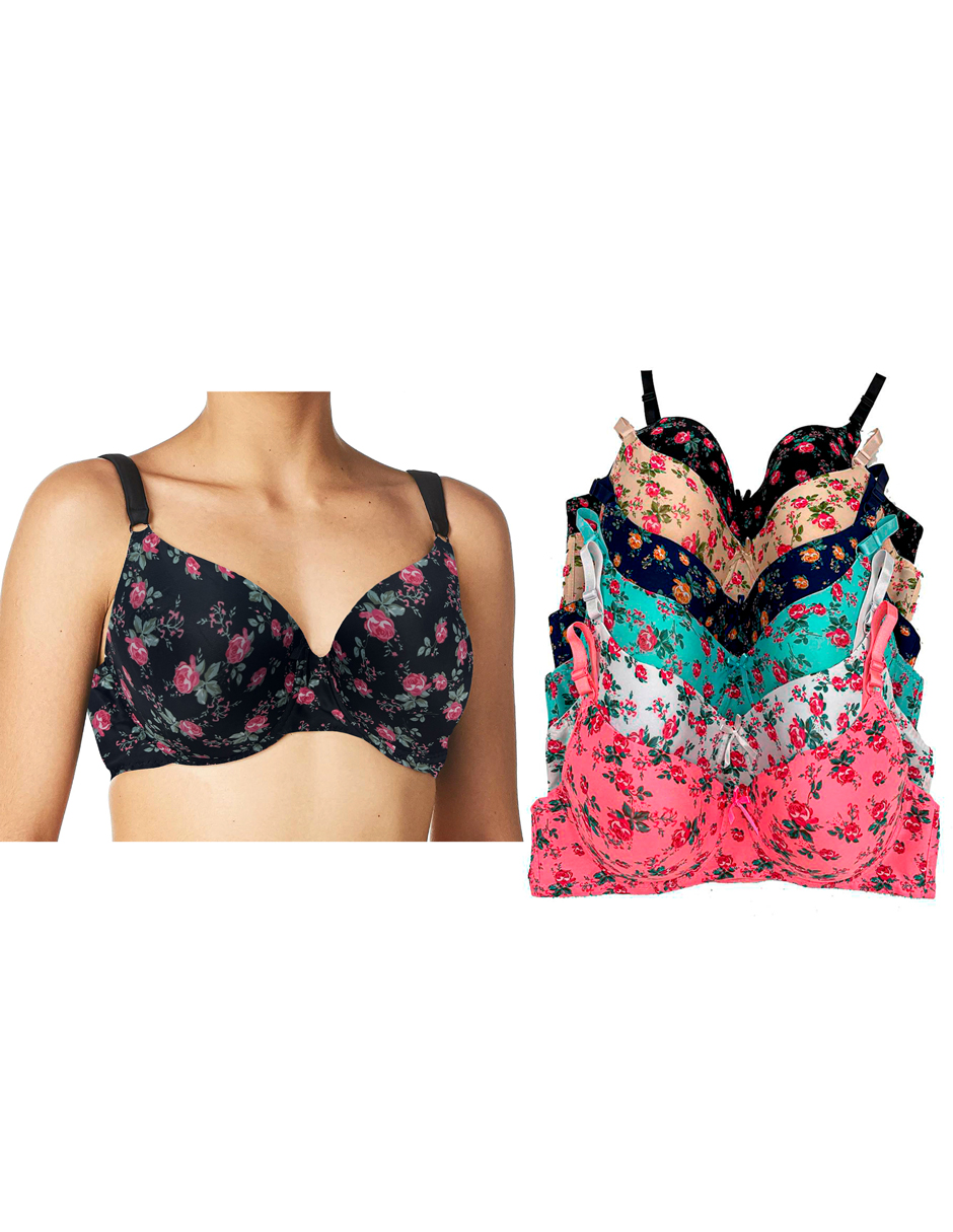 Paquete Con 6 Brasier Tatys Fashion  Copa D, Pack Con 6 Colores Diferentes