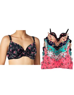 Foto 1 | Paquete Con 6 Brasier Tatys Fashion Copa D, Pack Con 6 Colores Diferentes