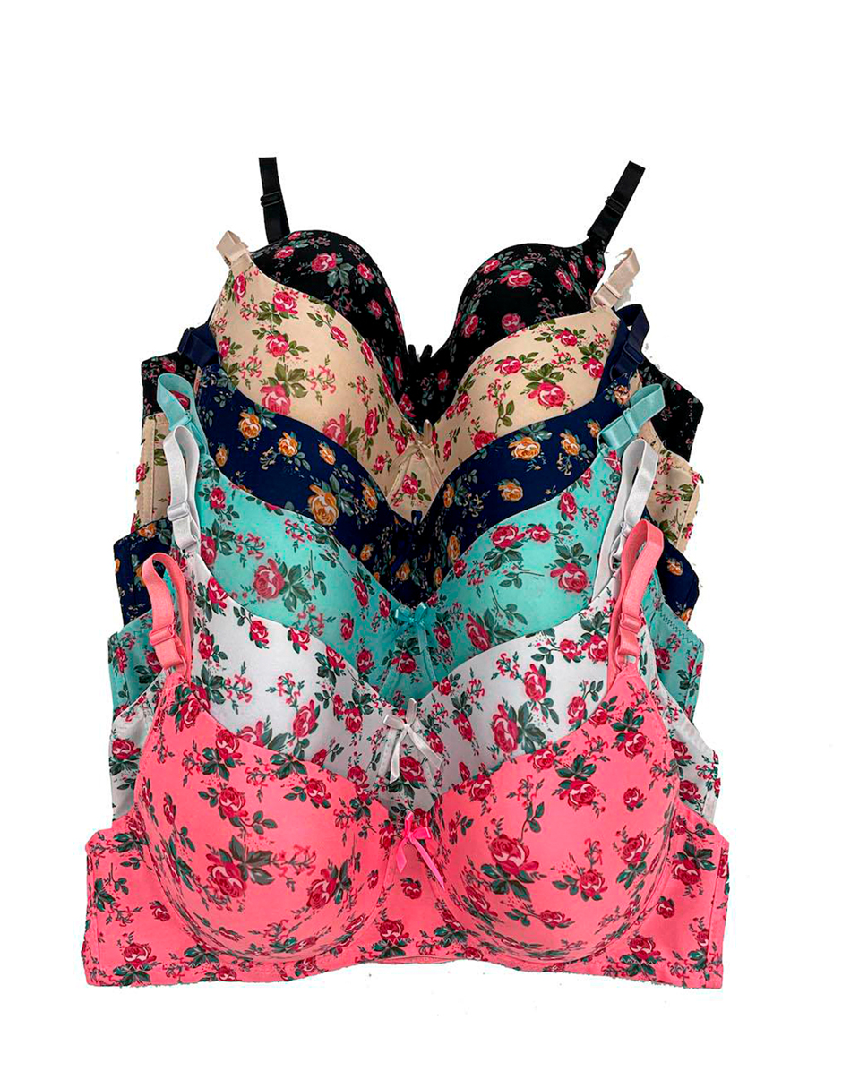 Foto 4 pulgar | Paquete Con 6 Brasier Tatys Fashion  Copa D, Pack Con 6 Colores Diferentes