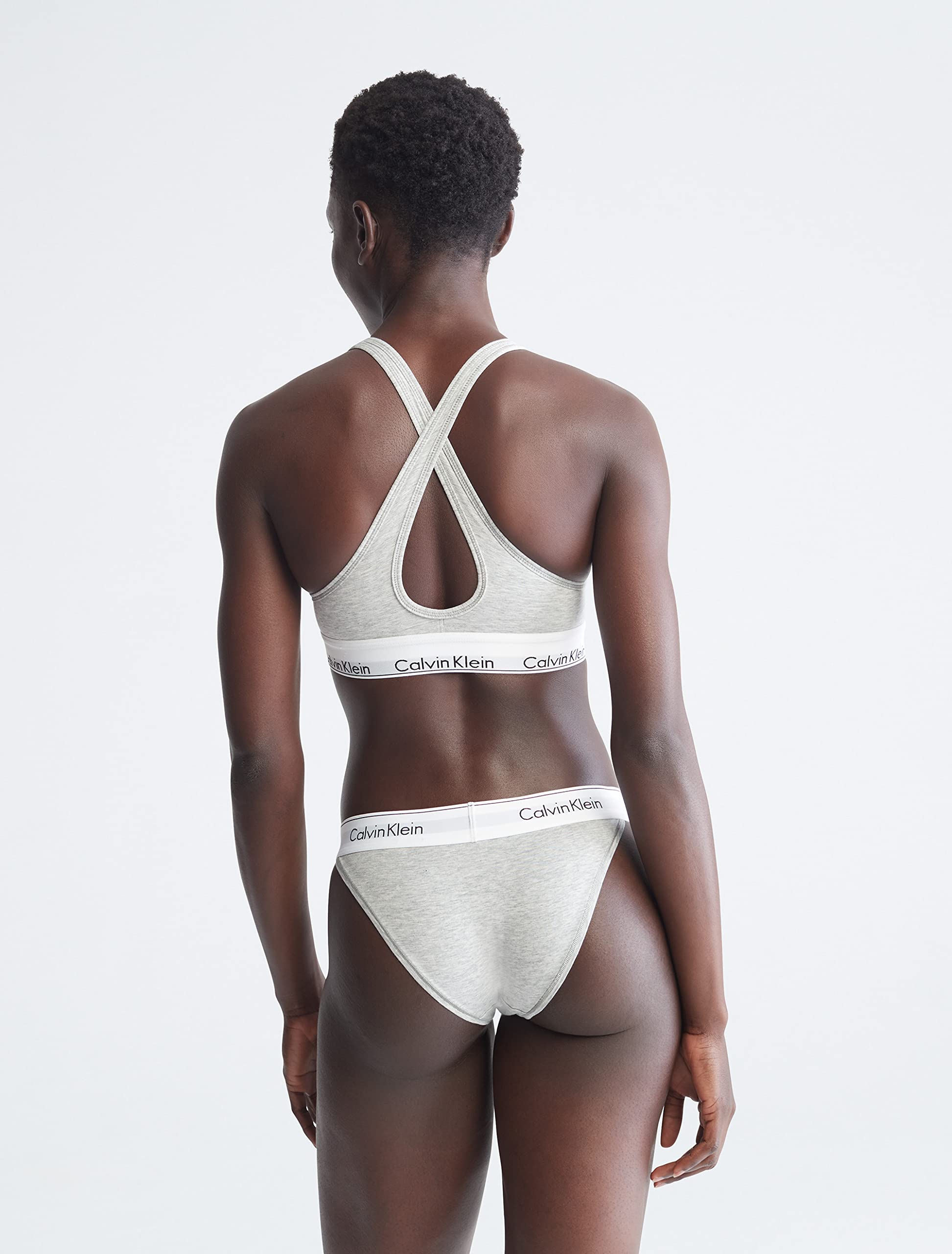 Foto 3 pulgar | Bralette Calvin Klein de Algodón Gris Jaspeado - Venta Internacional