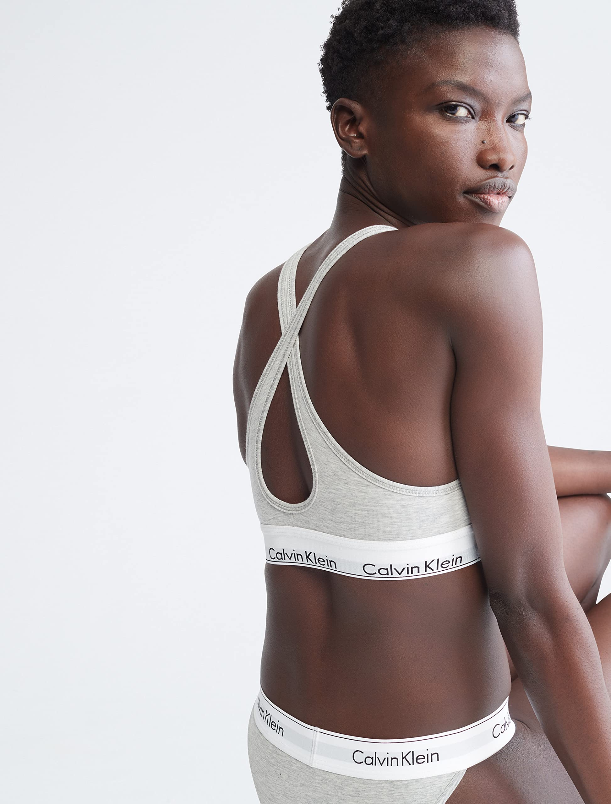 Foto 4 pulgar | Bralette Calvin Klein de Algodón Gris Jaspeado - Venta Internacional