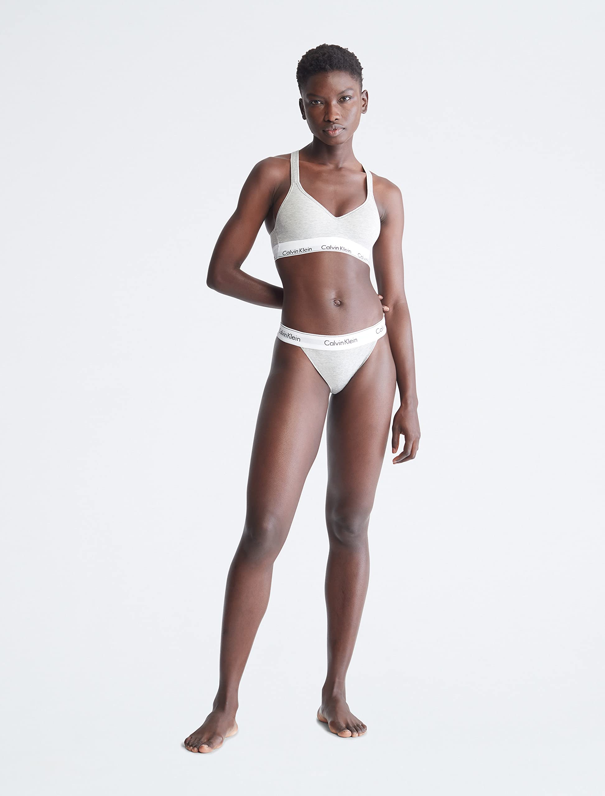 Foto 5 pulgar | Bralette Calvin Klein de Algodón Gris Jaspeado - Venta Internacional