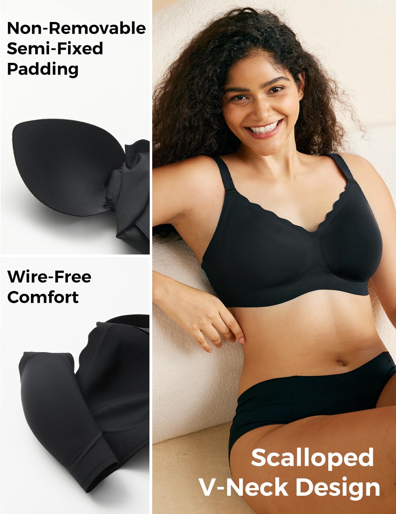 Foto 5 pulgar | Brasier sin Varilla sin Costuras Momcozy Ultraconfort Everyday Negro - Venta Internacional