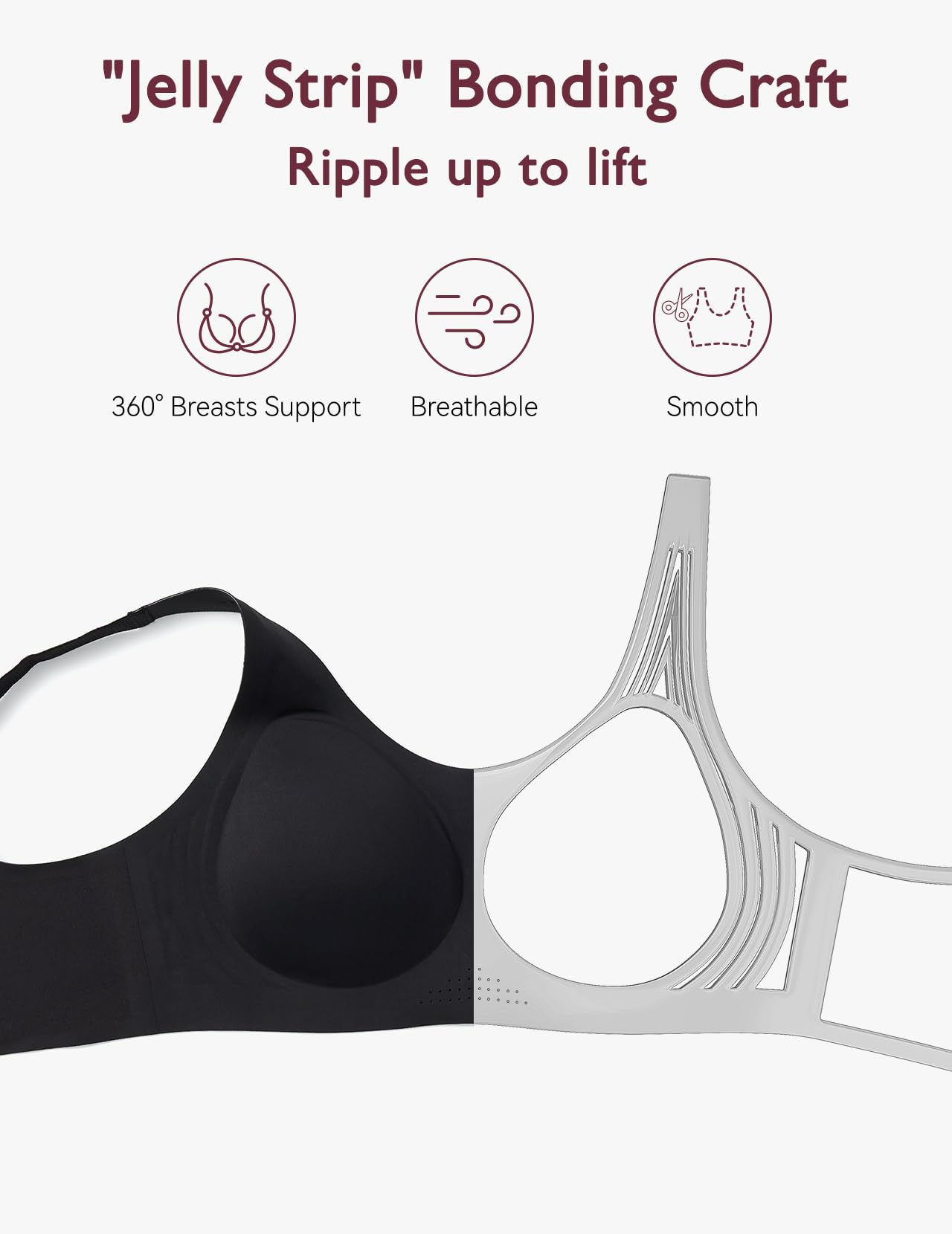 Foto 3 | Sujetador Momcozy Seamless Comfort Soft Support Cobertura Total Negro - Venta Internacional
