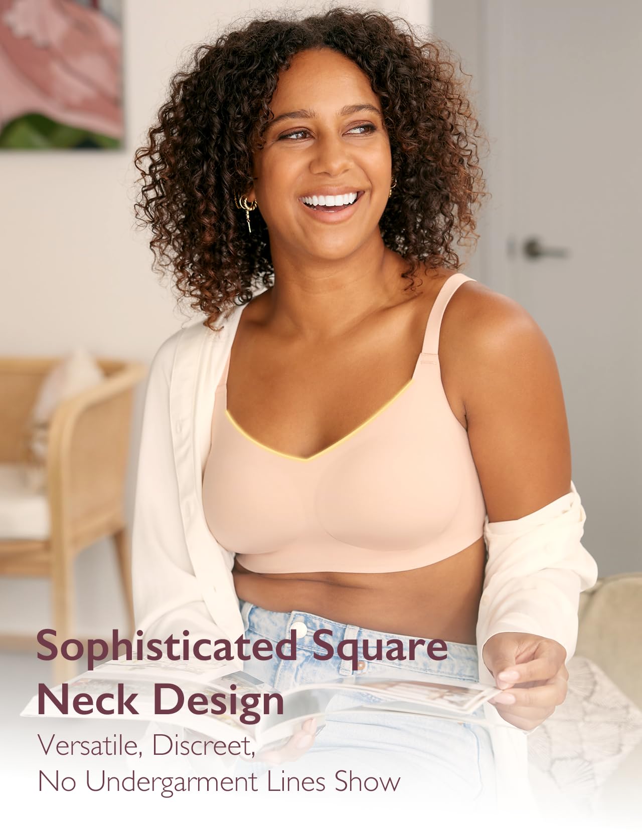 Foto 3 pulgar | Bra Momcozy Seamless Comfort, Inalámbrico, Cuello Cuadrado, Para Mujer - Venta Internacional.