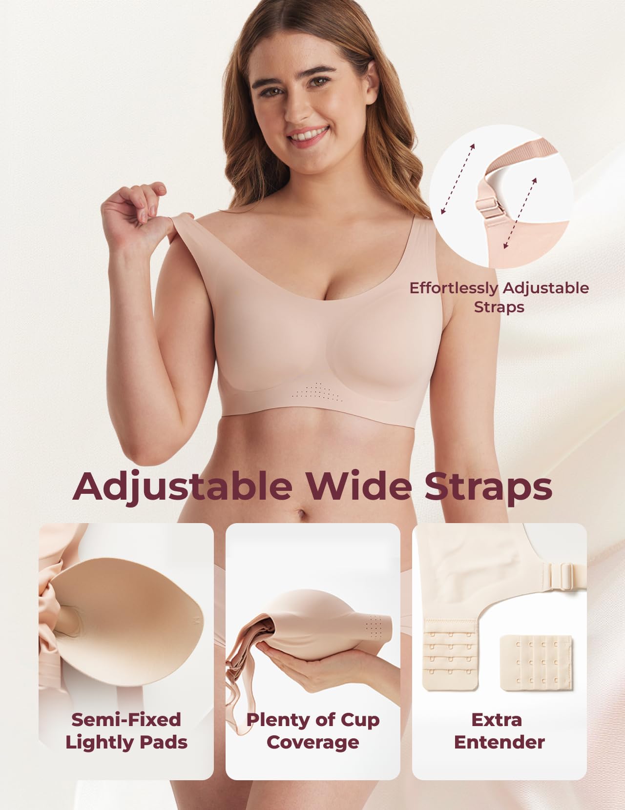Foto 5 pulgar | Bra Momcozy Seamless Comfort Soft Support Wireless Para Mujer - Venta Internacional.