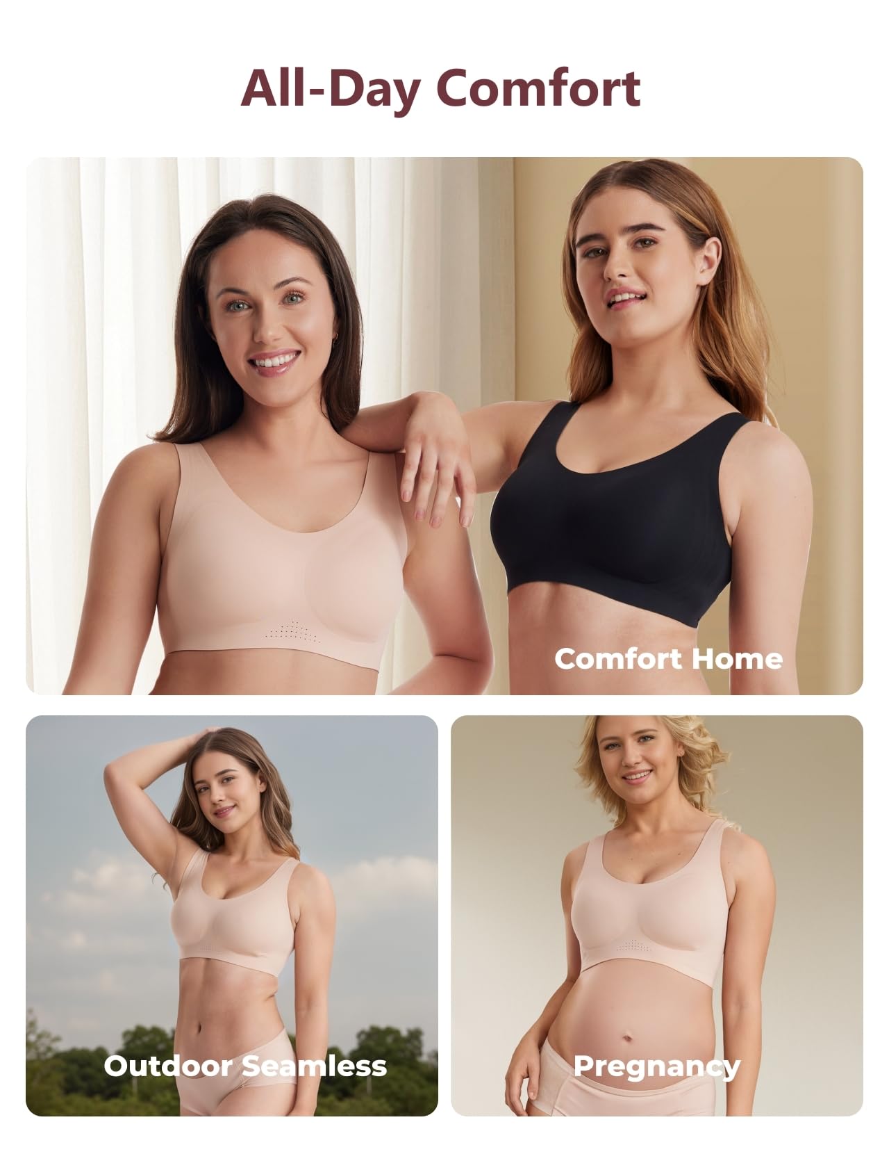 Foto 6 pulgar | Bra Momcozy Seamless Comfort Soft Support Wireless Para Mujer - Venta Internacional.