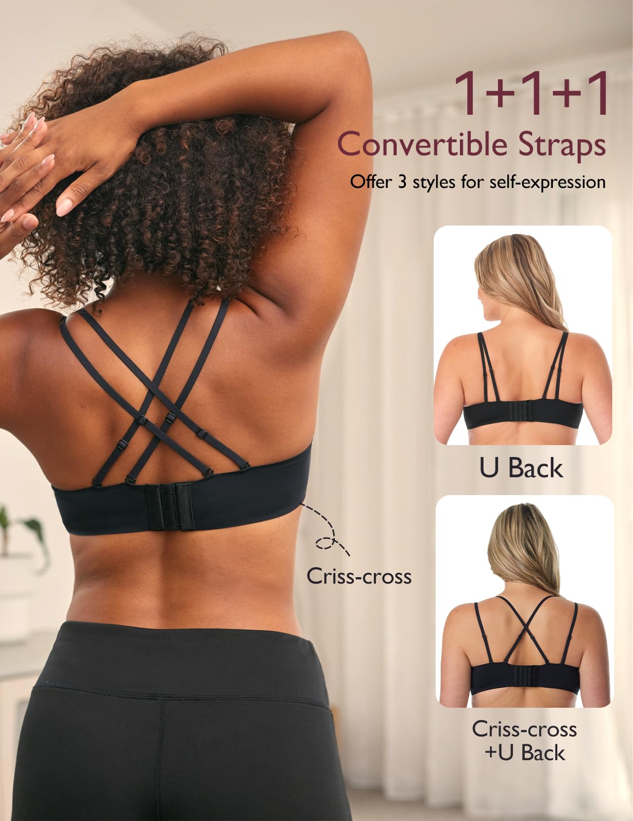 Foto 2 | Sujetador Deportivo Momcozy Seamless Low Impact Inalámbrico Negro - Venta Internacional