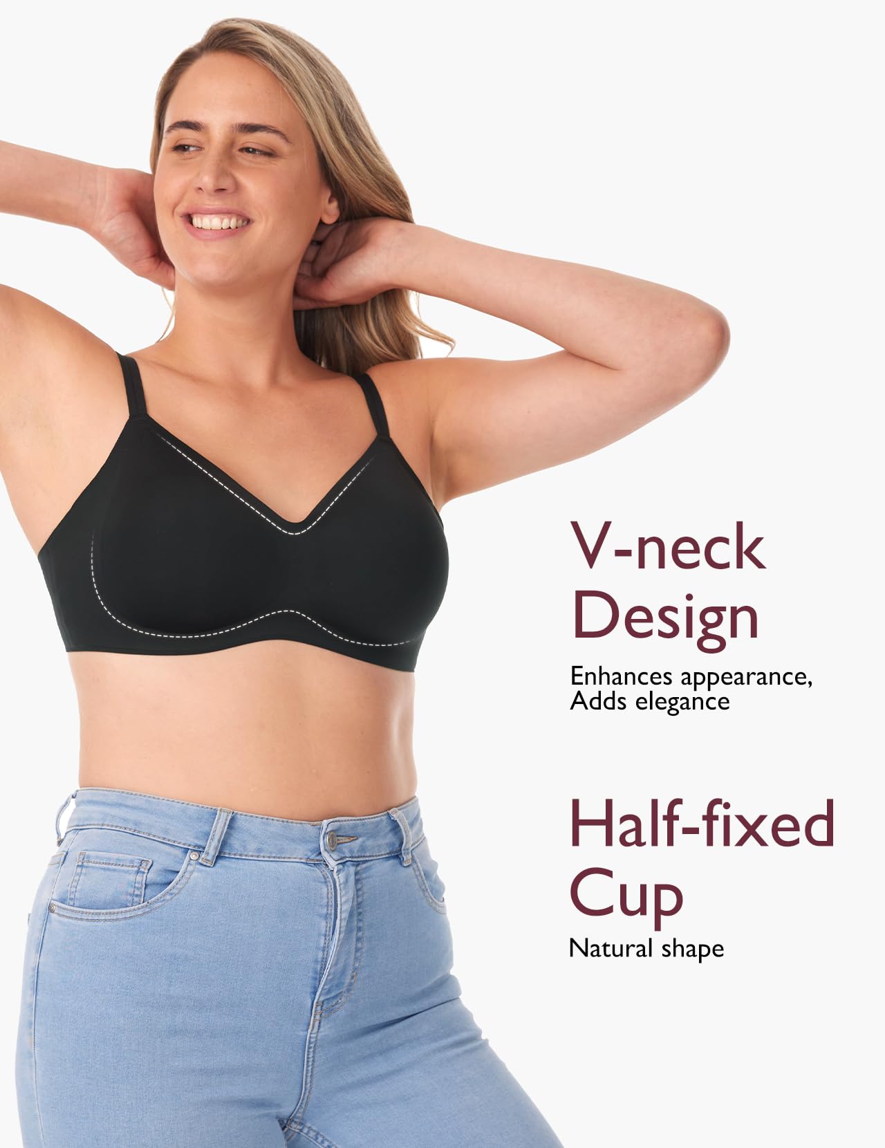 Foto 5 pulgar | Sujetador Deportivo Momcozy Seamless Low Impact Inalámbrico Negro - Venta Internacional