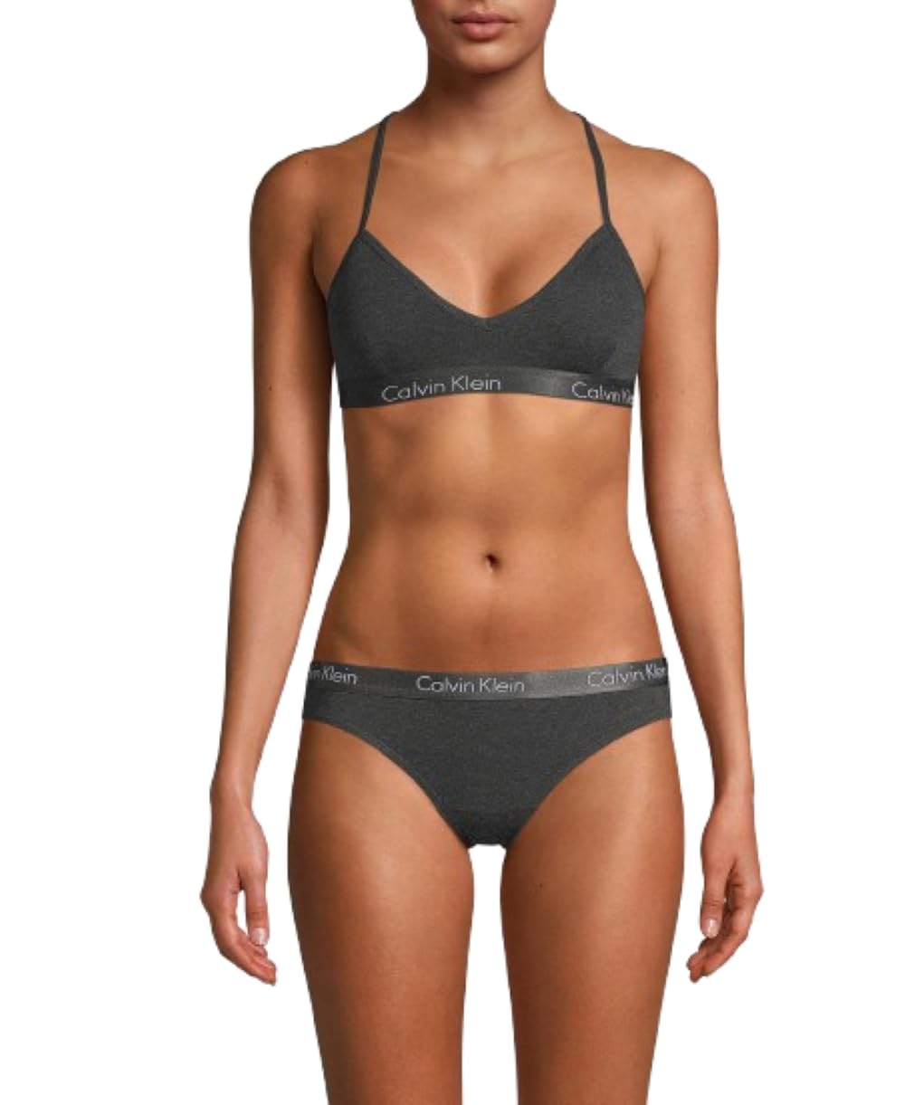 Foto 1 | Bralette Calvin Klein Motive De Algodón Ligeramente Forrado En Color Carbón - Venta Internacional.