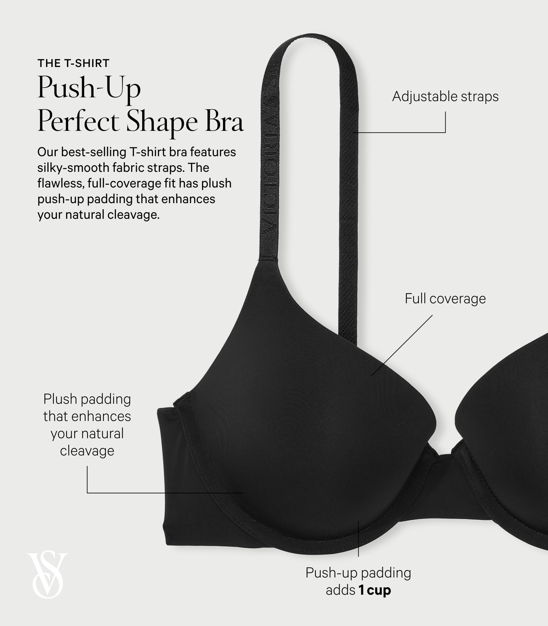Foto 4 | Camiseta Bra Victoria's Secret De Algodón Con Forma Perfecta Para Flexiones - Venta Internacional.