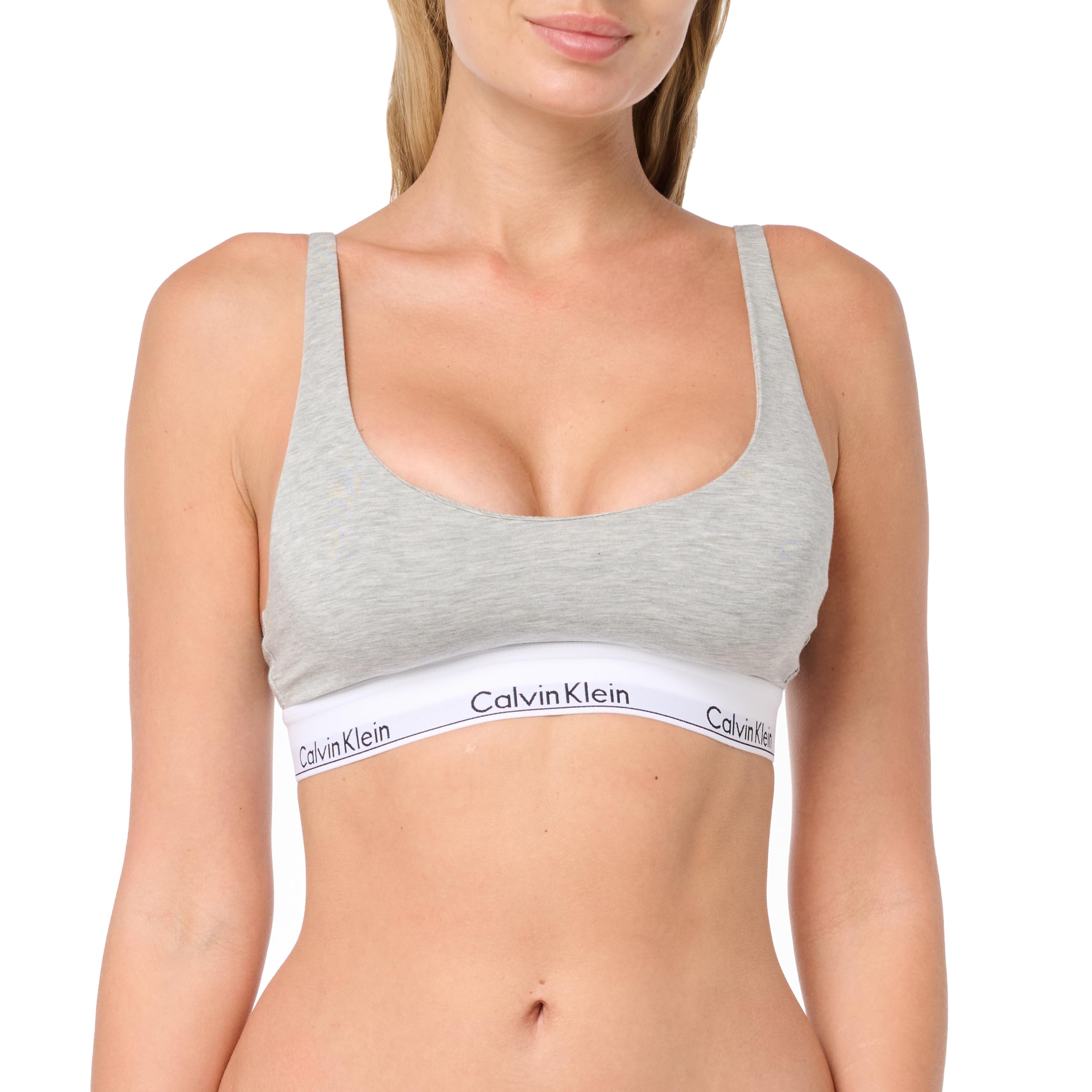 Bralette Calvin Klein, Moderno, De Algodón, Ligeramente Forrado, Gris Jaspeado - Venta Internacional.