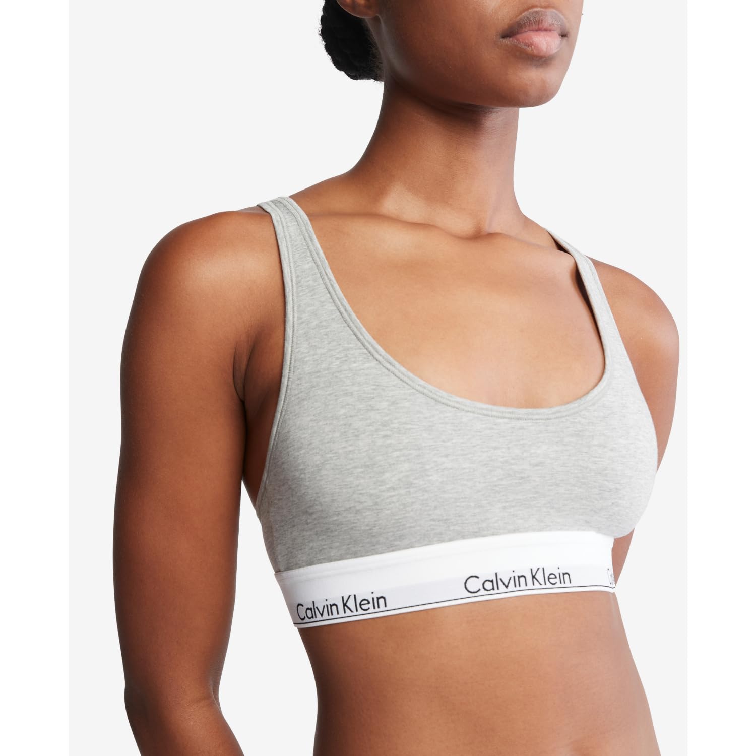 Foto 3 | Bralette Calvin Klein, Moderno, De Algodón, Ligeramente Forrado, Gris Jaspeado - Venta Internacional.