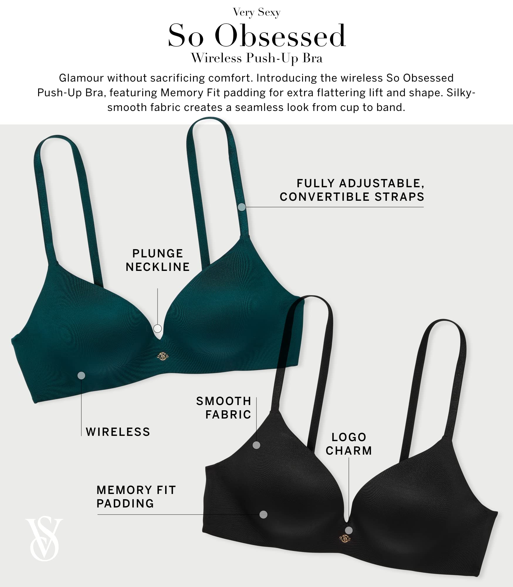 Foto 5 pulgar | Bra Victoria's Secret So Obsessed Wireless Push Up Black 36c - Venta Internacional.