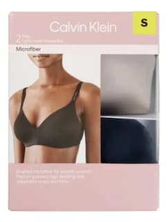 Foto 1 | Calvin Klein Pack De 2 Brasieres Sin Varilla Para Mujer, Súper Comfort, Sin Costuras Y Ajuste Perfecto, Gris Y Marino