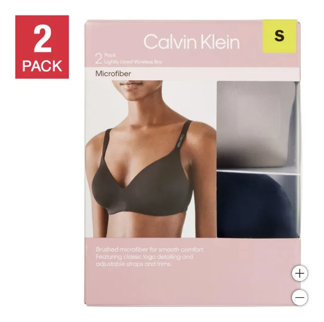 Foto 7 pulgar | Calvin Klein Pack De 2 Brasieres Sin Varilla Para Mujer, Súper Comfort, Sin Costuras Y Ajuste Perfecto, Gris Y Marino