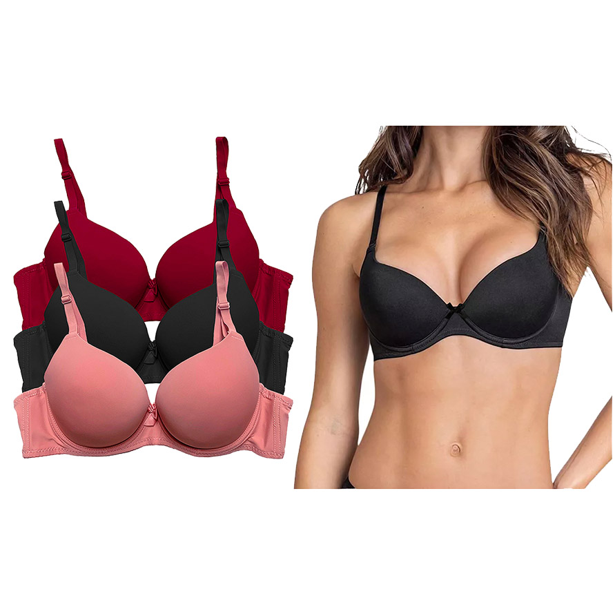 Foto 2 pulgar | Paquete 3 Brasier Doble Push Up Tatys Fashion Aumenta Hasta 2 Tallas