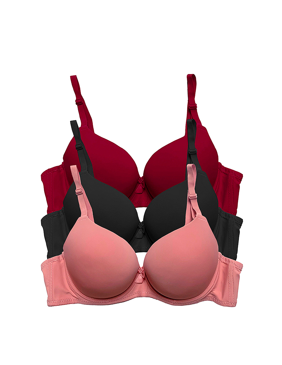 Foto 3 pulgar | Paquete 3 Brasier Doble Push Up Tatys Fashion Aumenta Hasta 2 Tallas