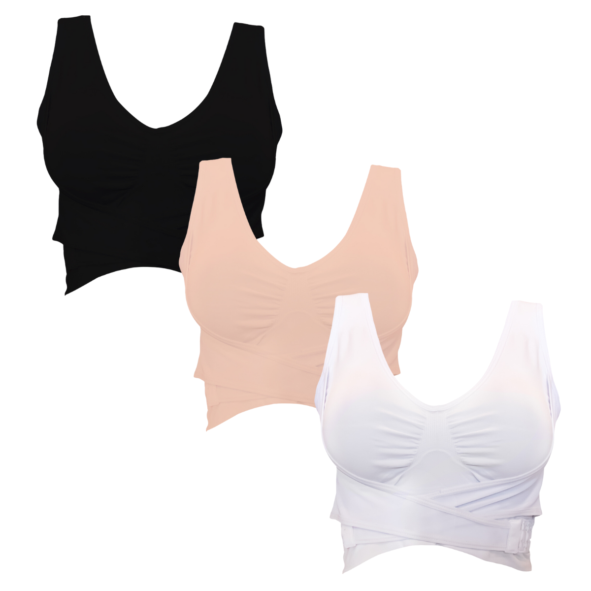 Foto 2 pulgar | Brasier Push Up 3 Piezas Passion Wear Bra Color Negro,nude Y Blanco Con Soporte Cruzado Y Control De Rollos En Espalda