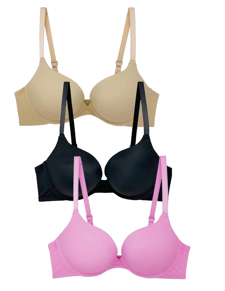 Foto 2 pulgar | Paquete de 3 Brasieres Doble Push Up Tatys Fashion Aumenta Hasta 2 Tallas Multicolor