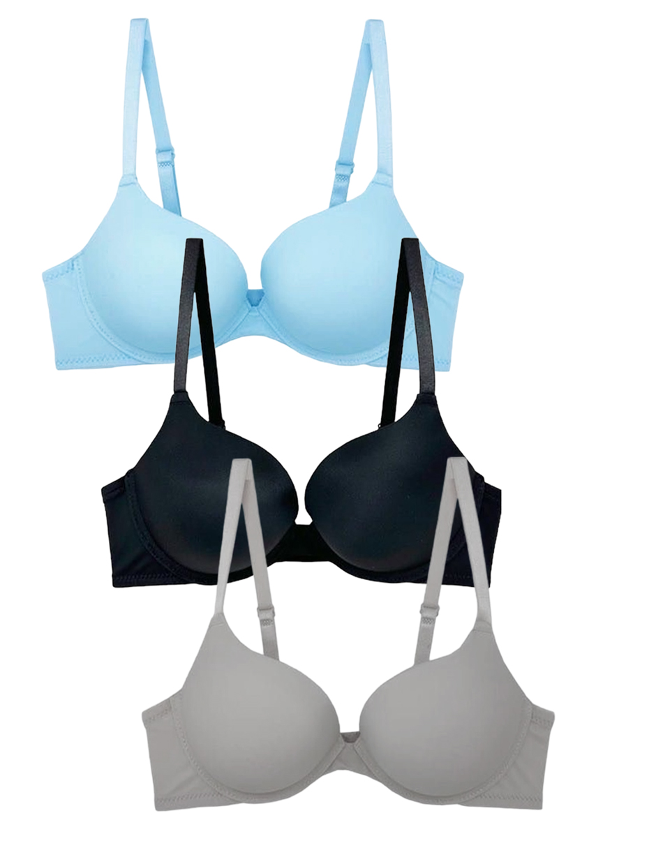 Paquete de 3 Brasieres Doble Push Up Tatys Fashion con 3 Diferentes Colores Aumenta Hasta 2 Tallas