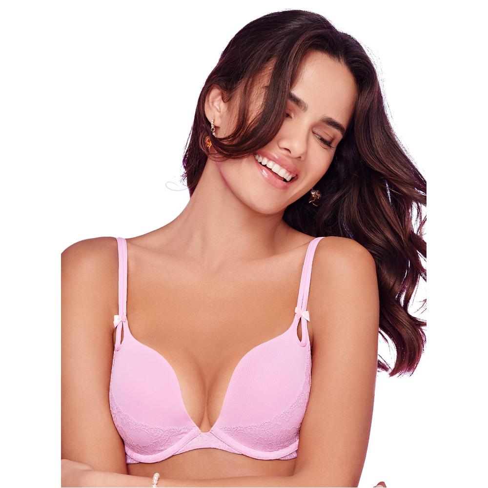 Foto 5 | Bra Escote Profundo Push Up Ilusión 7252 Rojo